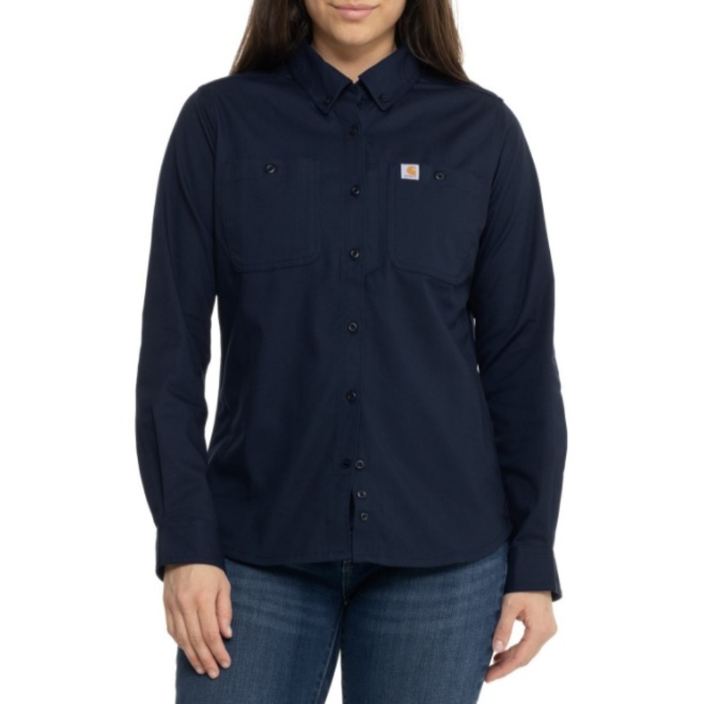 Carhartt 103106 Women's Navy Long Sleeve Rugged Canvas Shirt Size M‎ (8-10)